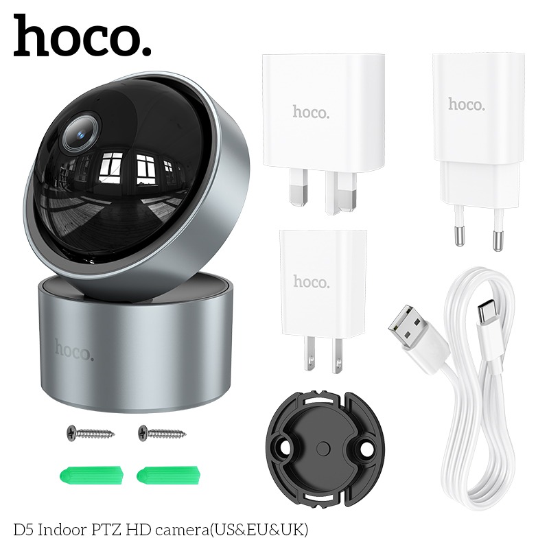 Hoco D5 3MP 2.4G WiFi IP54 Indoor PTZ HD Camera (UK Plug) - Image 2